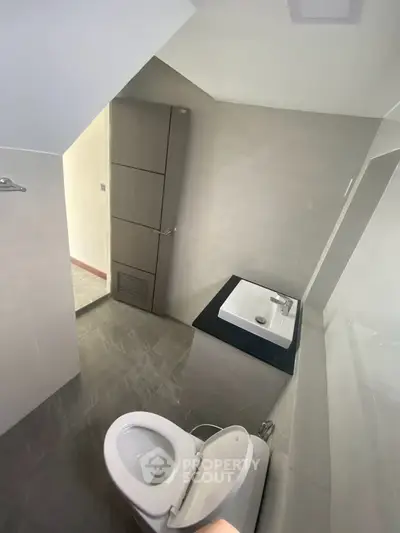 Modern bathroom with sleek fixtures and minimalist design