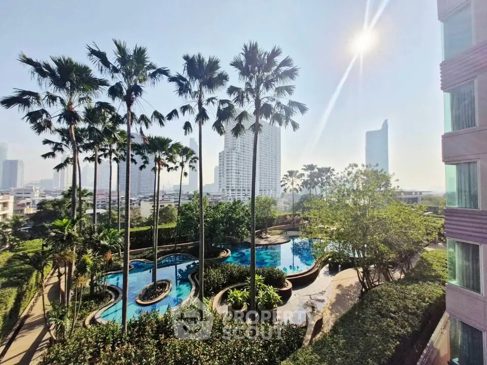 Luxurious urban oasis with stunning pool and city skyline view