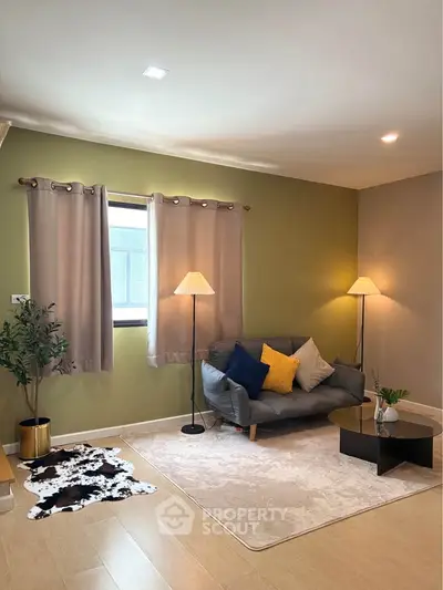 Cozy living room with stylish decor and natural light