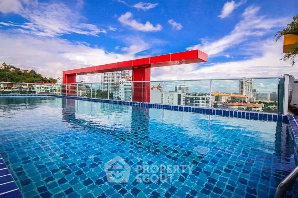 Stunning rooftop pool with panoramic city views and modern design.