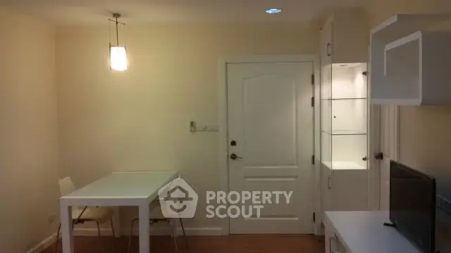 Modern living room with sleek furniture and ambient lighting