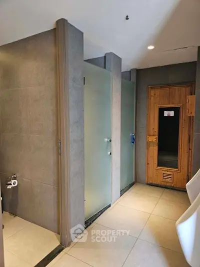 Modern bathroom with sauna and sleek design