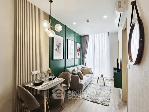 Modern living room with stylish decor and natural light