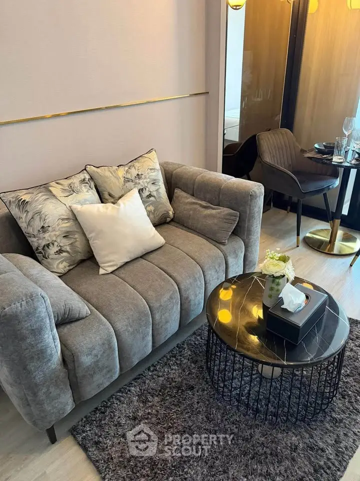 Stylish modern living room with plush sofa and elegant decor
