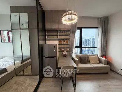 Modern apartment interior with cozy living area and stylish decor