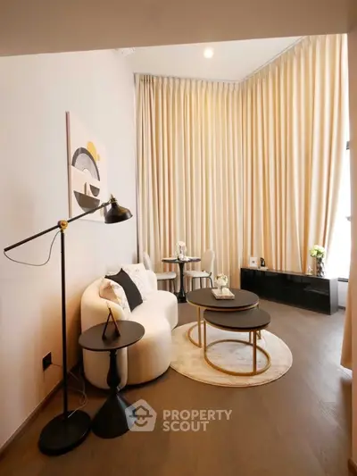 Stylish modern living room with elegant decor and cozy seating area