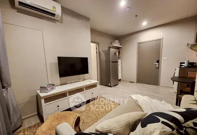 Modern living room with air conditioning and stylish decor