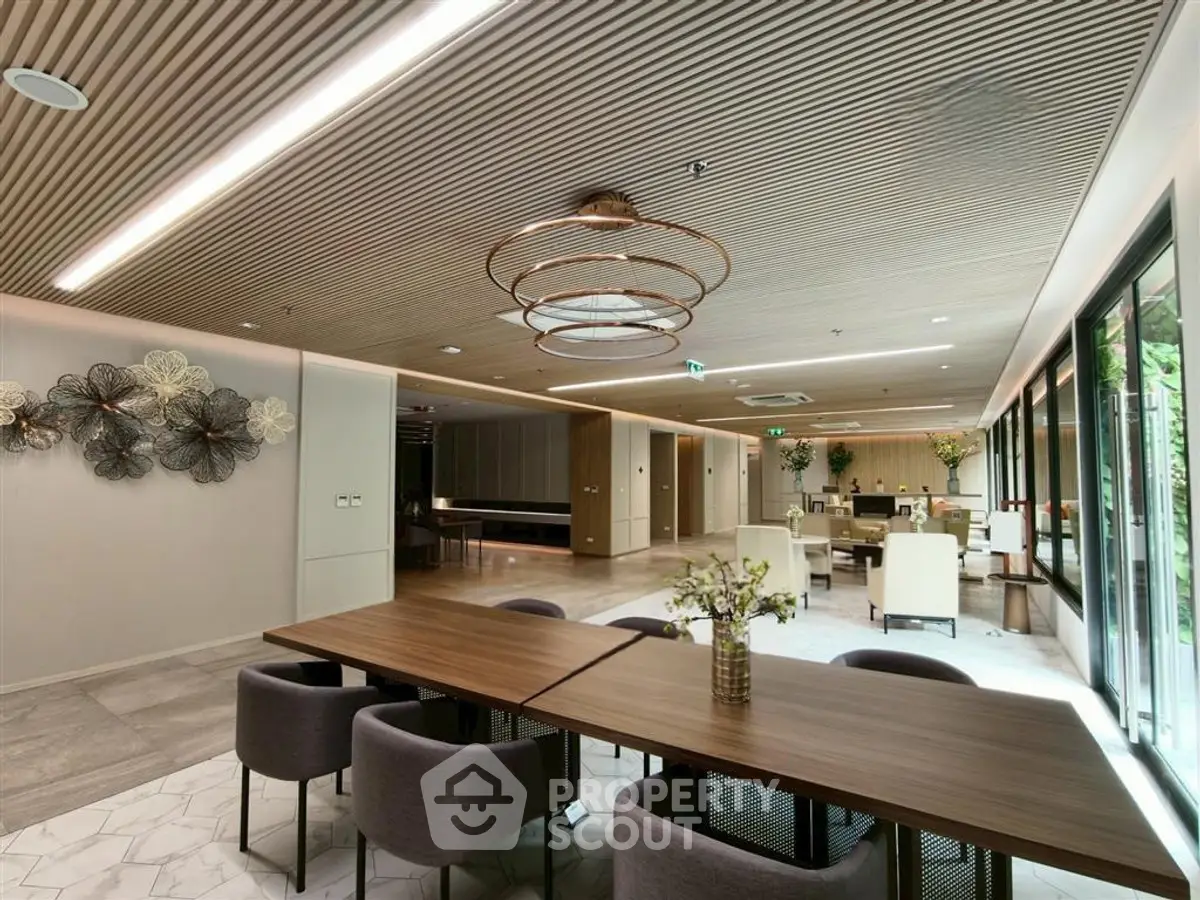 Luxurious modern lobby with elegant decor and spacious seating area