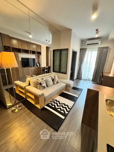 Modern living room with stylish decor and natural light