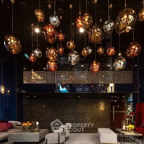 Luxurious living room with modern lighting and elegant decor