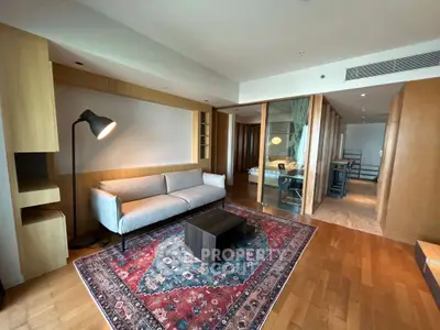 Modern living room with stylish decor and wooden flooring