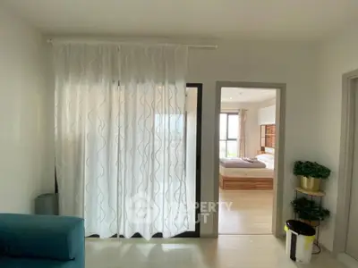 Modern apartment interior with cozy bedroom and stylish living area