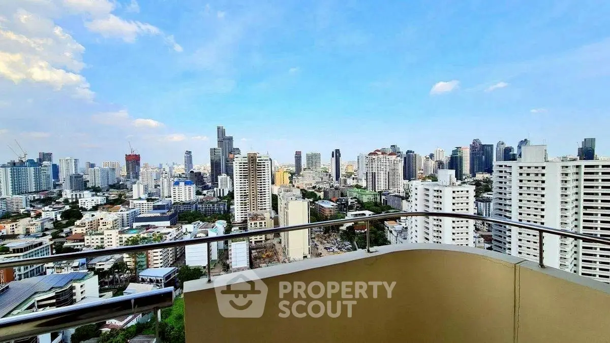 Stunning cityscape view from high-rise balcony in urban skyline