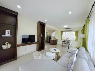 Spacious modern living room with open layout and stylish furniture