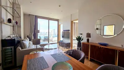 Luxurious living room with stunning city view and elegant decor