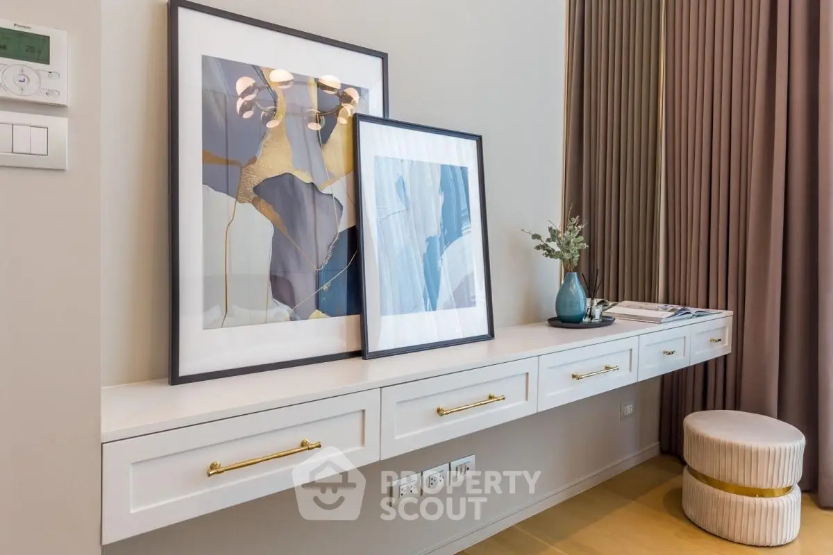 Stylish modern interior with elegant wall art and chic decor