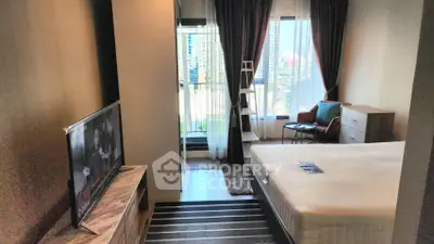 Modern bedroom with balcony view in urban apartment