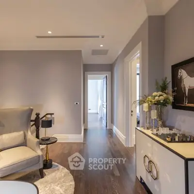 Elegant living room with modern decor and luxurious furnishings in a stylish home.