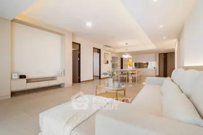 Spacious modern living room with elegant open layout and cozy furniture