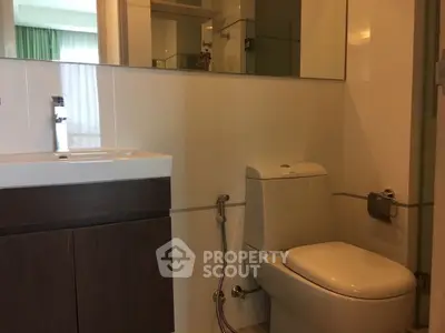 Modern bathroom with sleek fixtures and elegant design