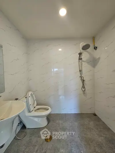 Modern bathroom with sleek fixtures and minimalist design