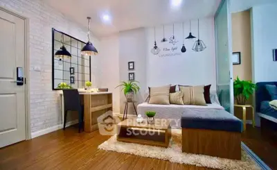 Modern living room with stylish decor and cozy seating area