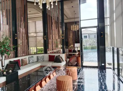 Luxurious modern living room with high ceilings and elegant decor
