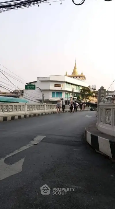 Scenic view of urban street with temple in the background, ideal for cultural exploration.
