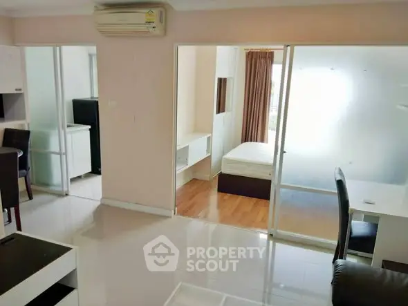 Modern apartment interior with open layout and sleek furnishings