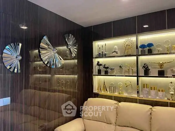 Luxurious living room with elegant decor and ambient lighting