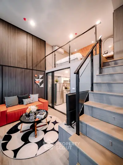 Modern loft apartment with stylish interior design and mezzanine bedroom