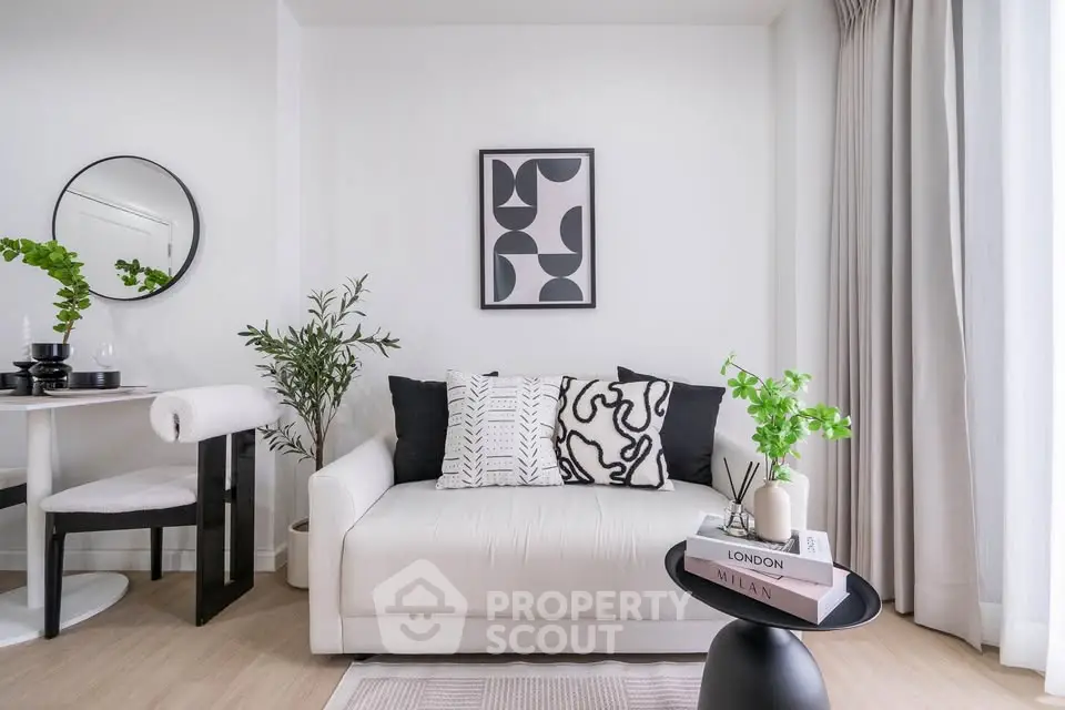 Stylish modern living room with chic decor and natural light