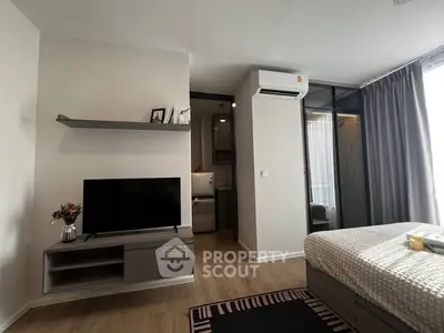 Modern studio apartment with sleek design and natural light