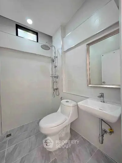 Modern bathroom with sleek fixtures and minimalist design