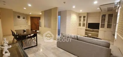 Spacious modern living room with dining area and stylish decor