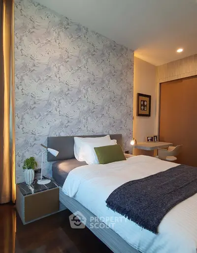 Stylish modern bedroom with elegant decor and cozy ambiance