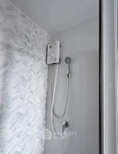 Modern bathroom with sleek shower and stylish tile design