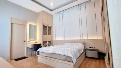 Modern bedroom with stylish decor and cozy ambiance