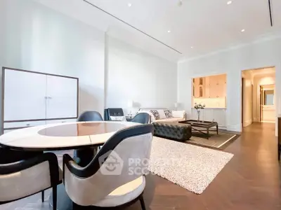 Luxurious modern living room with elegant dining area and stylish decor