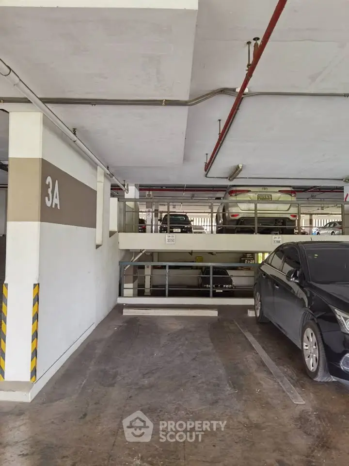 Secure multi-level parking area with ample space and modern design.