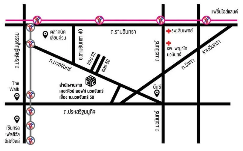 Map showing real estate location near major roads and landmarks in a city.