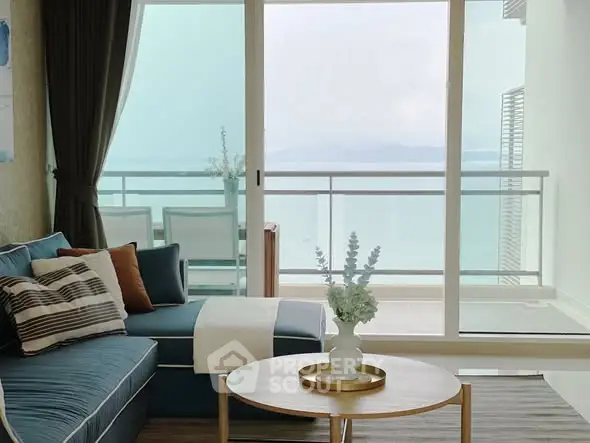 Luxurious living room with ocean view and stylish decor