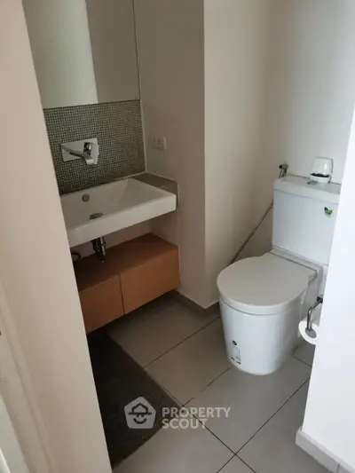 Modern bathroom with sleek fixtures and minimalist design