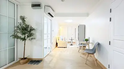 Bright and airy living room with modern decor and natural light