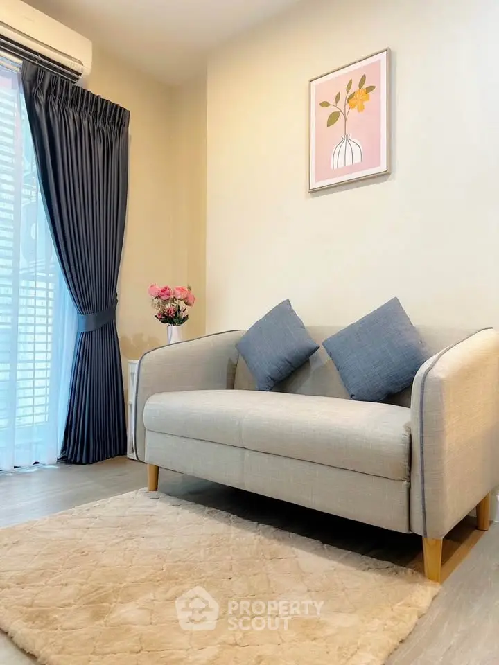 Cozy living room with stylish sofa and elegant decor