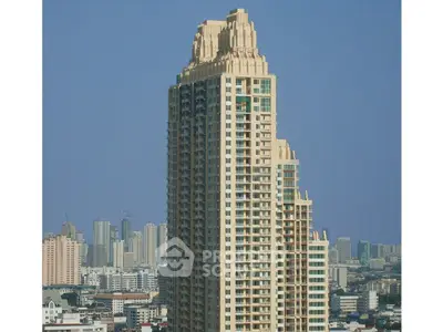 Stunning high-rise building with unique architectural design in urban skyline.
