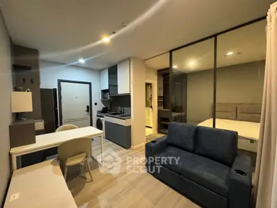 Modern studio apartment with open layout and stylish furnishings