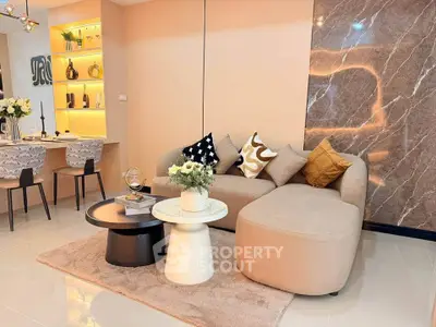 Stylish modern living room with elegant decor and cozy seating area