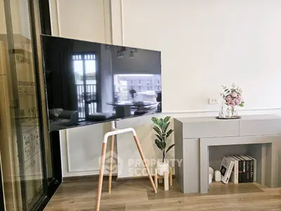 Modern living room with stylish TV stand and elegant decor