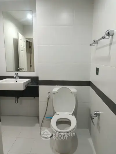 Modern bathroom with sleek fixtures and minimalist design